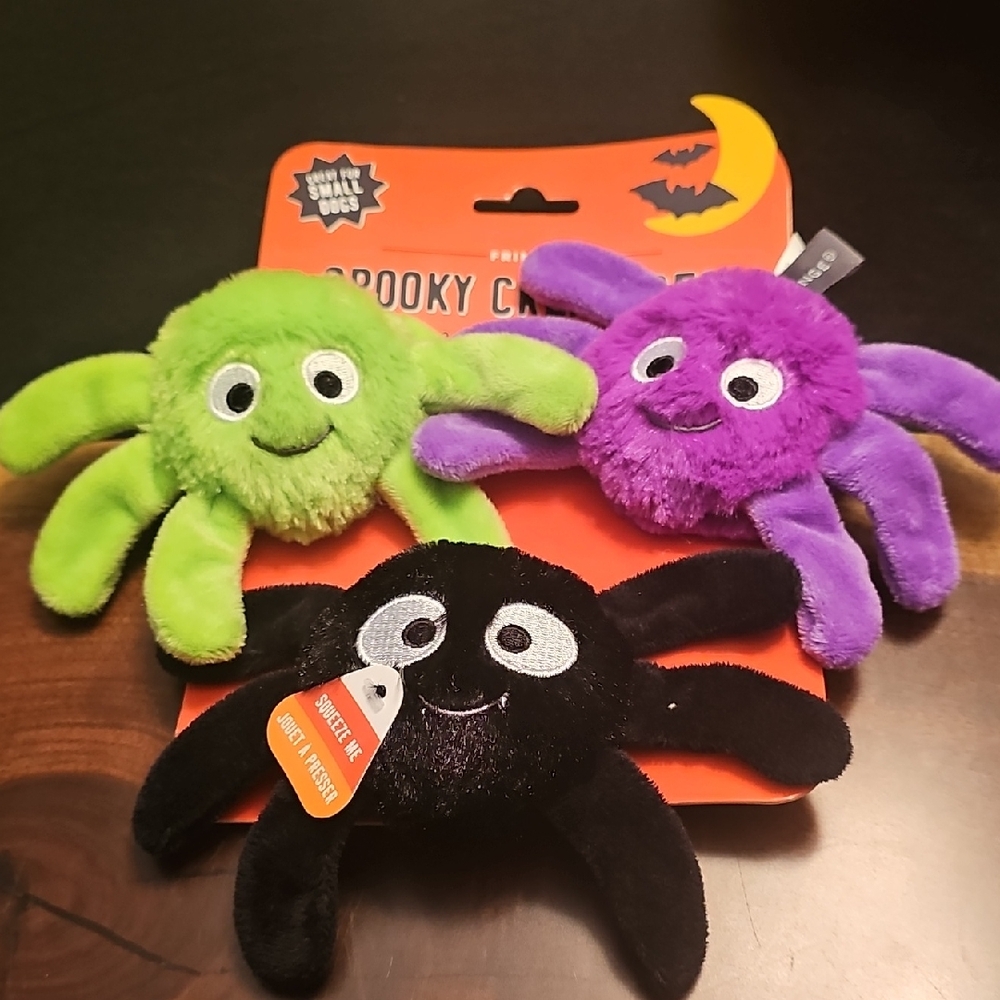 Spider Mini Dog Toy Set Three Sweaker Spiders
